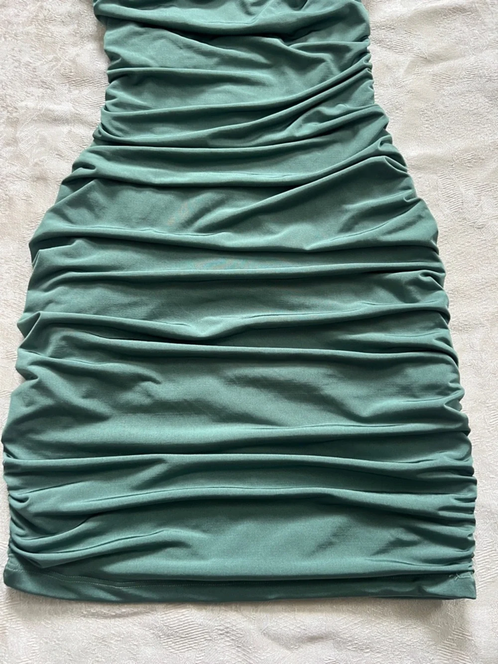 Windsor Sage Green Ruched Bodycon Mini Dress Size S Spaghetti Strap - Picture 3 of 9